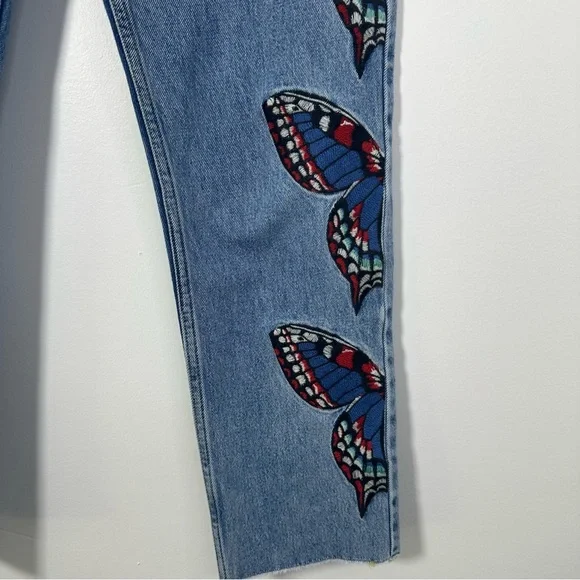 Maje Women’s Papillon Butterfly Embroidered Cropped Jeans Size 4/36 - Picture 4 of 10